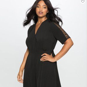 Eloquii Black Wrap Dress with Shoulder Detail 20